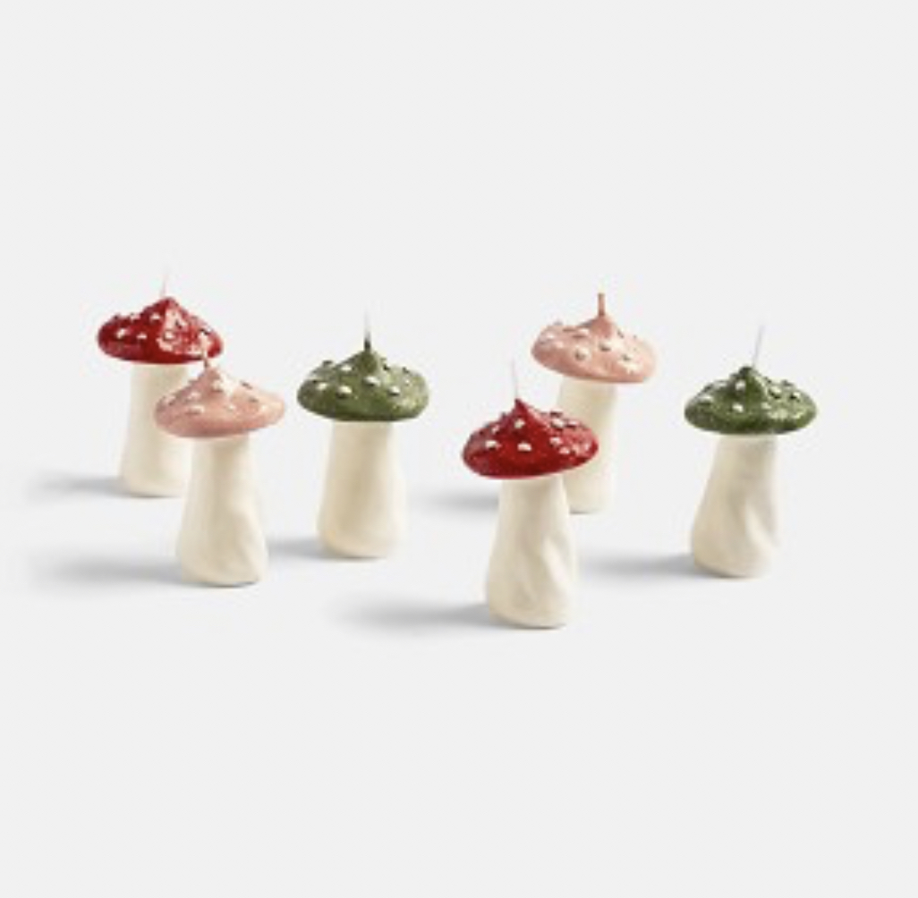 CANDLE MUSHROOM DOTS 6 pack